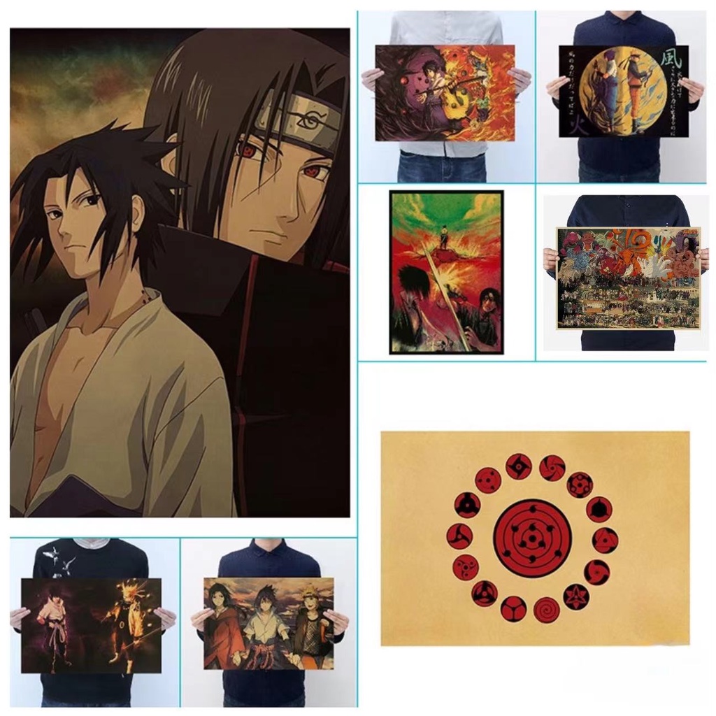 Clássico japonês anime uchiha sasuke retratos vintage papel kraft