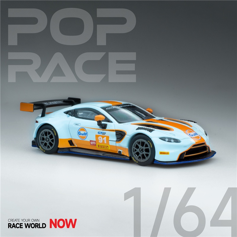 POPRACE 1 : 64 Aston Martin Vantage GT3 Gulf Livery Diecast Modelo