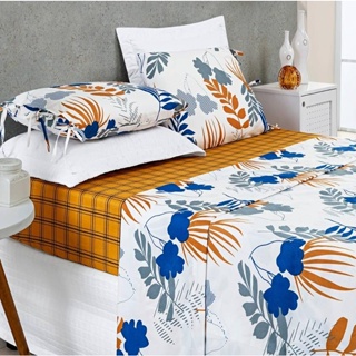 Jogo Cama lencol 4pcs CASAL 200Fios Floreal Estampado LEAVES