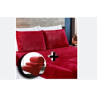 Jogo Lencol Casal 3pc Flannel Plush + Manta Soft Macio
