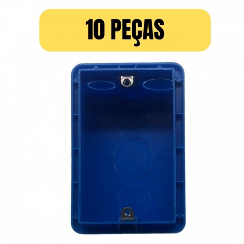 KIT 10 CAIXA DE LUZ EMBUTIR 4X2 PVC ALVENARIA AZUL PEESA
