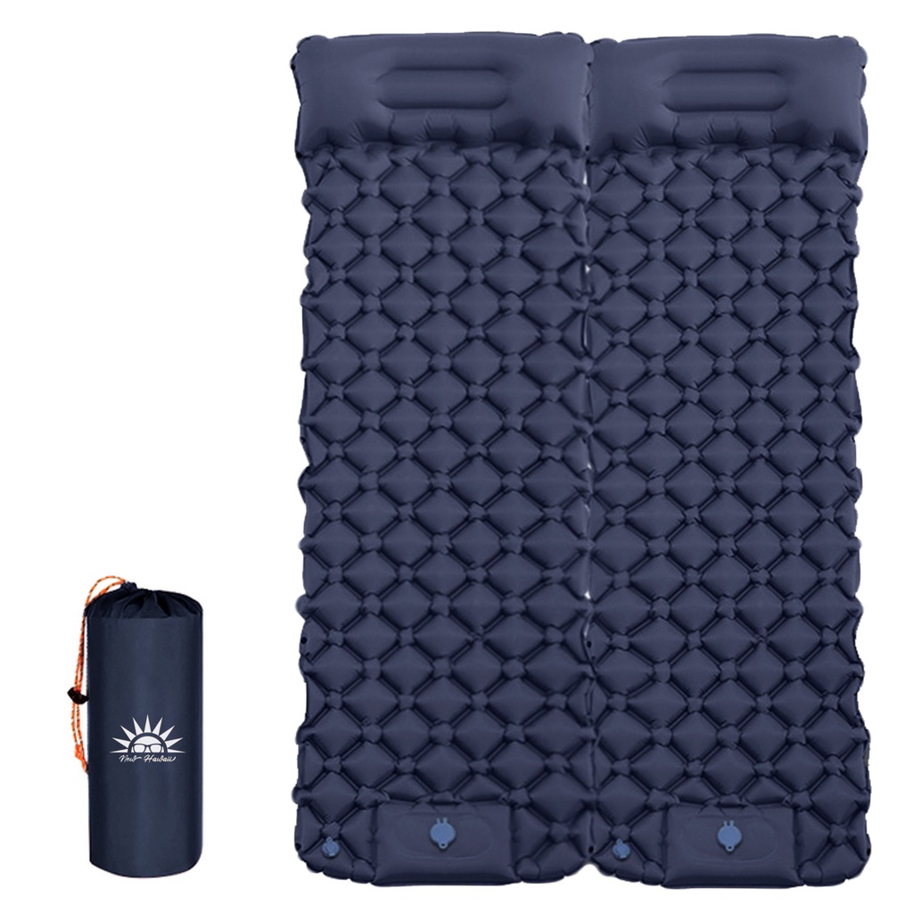 Portátil ao ar livre Camping Sleeping Pad, colchão inflável com travesseiros, esteira de ar ultraleve, bomba embutida Inflator, viagens, caminhadas