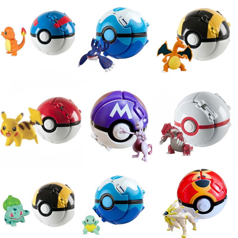 Pokemon Pokeball Anime Figura Pikachu Squirtle Pocket Monster Variante Elf Ball Toy Ação Modelo Presente Compra A Granel