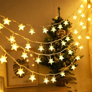 Luminária Cordão Fio De Luz 20 Estrelas 4 Metros Led Decoração Natal