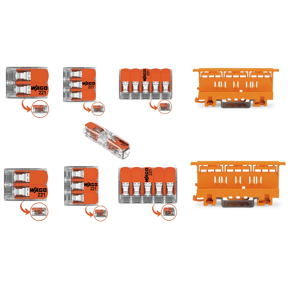Conector Elétrico Emenda Deriva Wago Original 1, 2, 3 e 5 vias - 4mm e 6mm