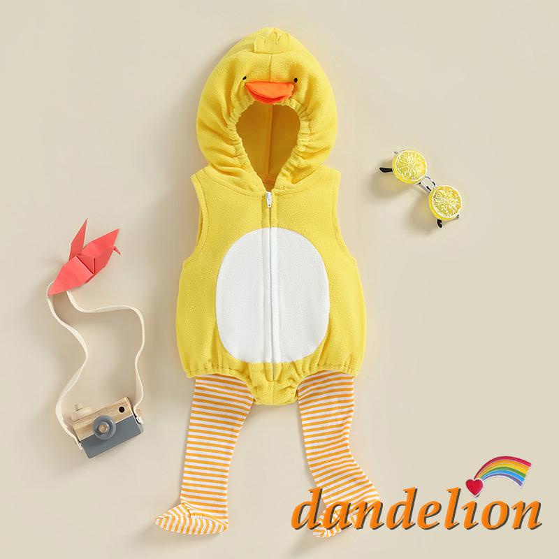 0-24 Meses Unisexo Romper De Pintinho De Bebê Com Meias Listradas Capuz Sem Mangas Roupas Casuais