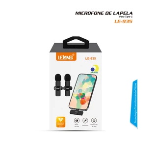 MICROFONE LAPELA SEM FIO USB C 2,4Ghz RECARREGÁVEL PARA ANDROID TABLET LE-935