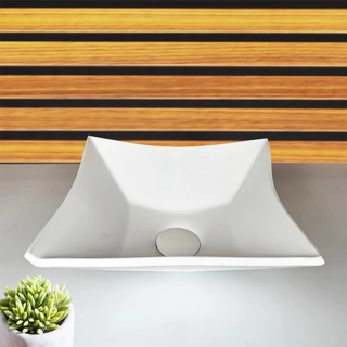 CUBA DE VIDRO QUADRADA 30CM BRANCO FOSCO