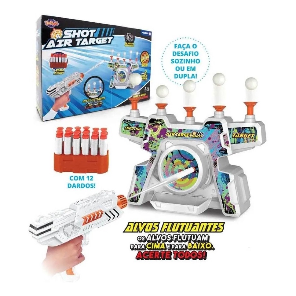 Lançador Metralhadora Automático Estilo Nerf Com 12 Dardos Cor Branco  Desenho Liso