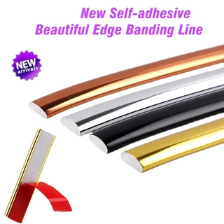 Novo 1M Auto-Adesivo Bela Borda PVC Ouro Linha Semicircular Fundo De Parede Metal Decorativo Tira Espelho Decalque De Moldura