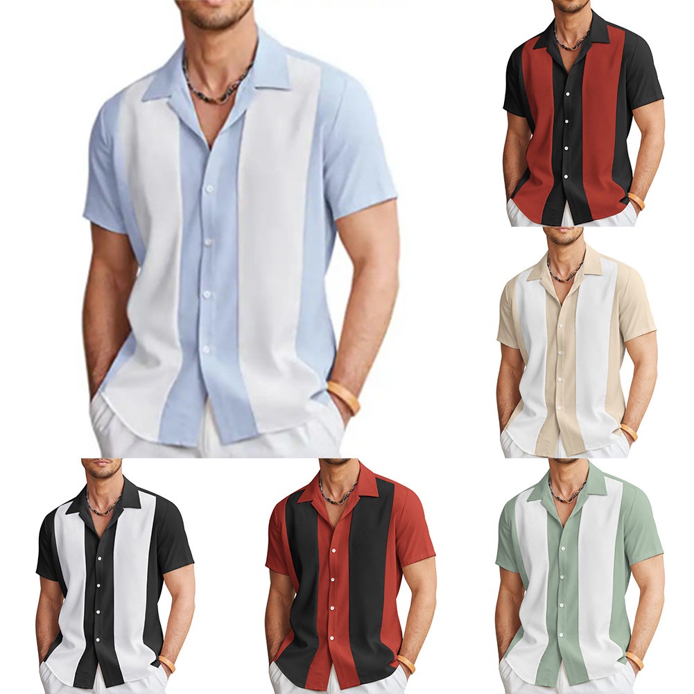 2023 Novo Camisa de boliche casual vintage havaiana de manga curta com botões soltos de alta qualidade