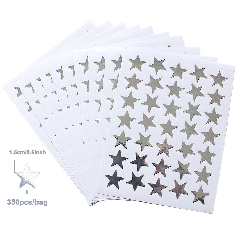 10 Autocolantes Silver Five Pointed Star Stickers Incentivar E ...