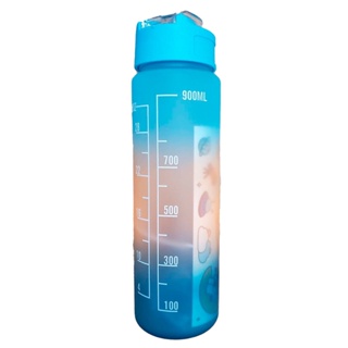 Garrafa Grande 900ML de água com Frases Motivacionais com marcador e canudo. Garrafa de água de média capacidade Não Vaza Fang