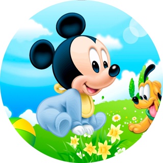 Painel Redondo Tecido Sublimado Mickey Baby 1,00