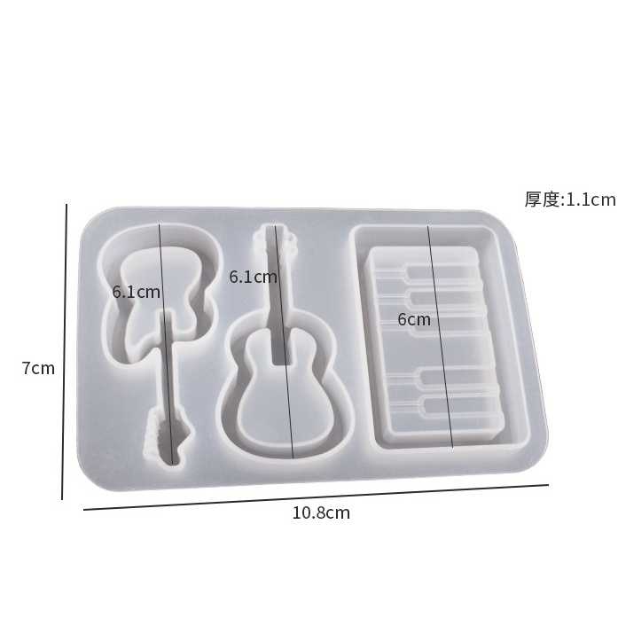 Moldes De Silicone Para Artesanato Mulukaya - 2 Peças Formato Guitarra E Notas Musicais
