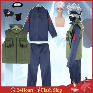 Anime NARUTO Para Homens Kakashi Hatake Ninja Adulto Conjunto Completo De Roupas Cosplay Com Cobertura Facial E Peruca De Cabeça