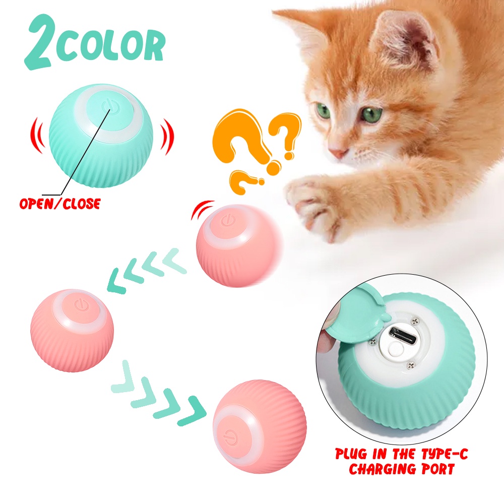 Smart Cat Toy com Luz LED, Tipo-C, Recarregável, 360 °, Auto