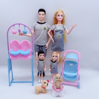 Barbie and store ken family set