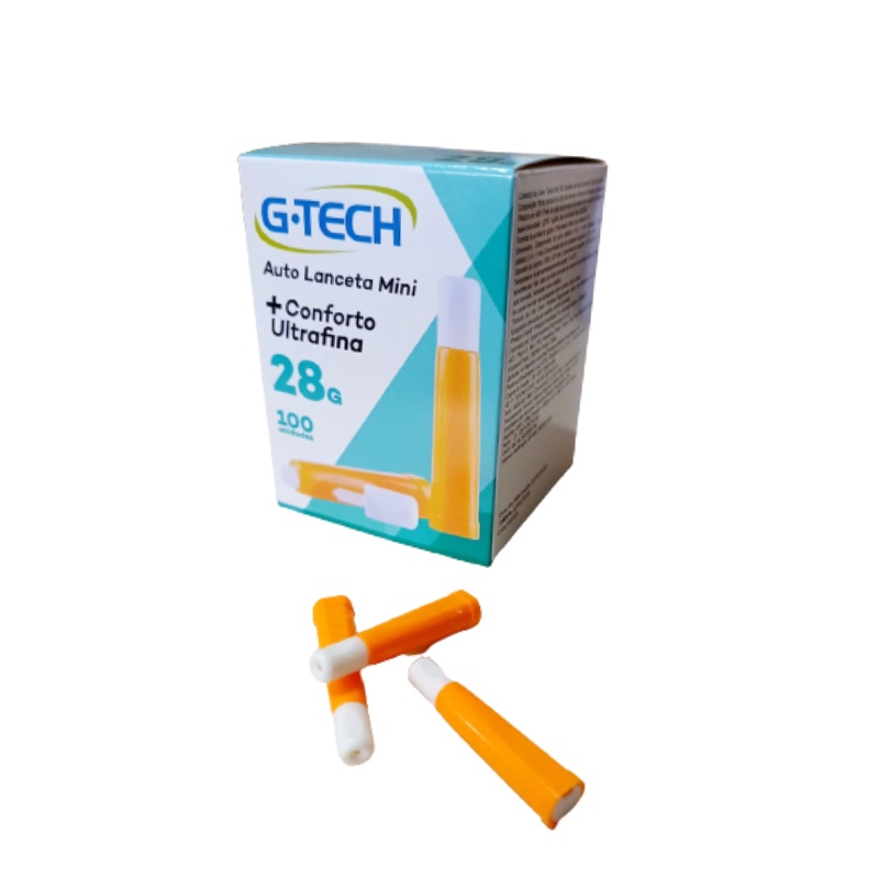 Auto Lanceta G-tech 28g 100 Unidades Ultrafina Conforto Mini
