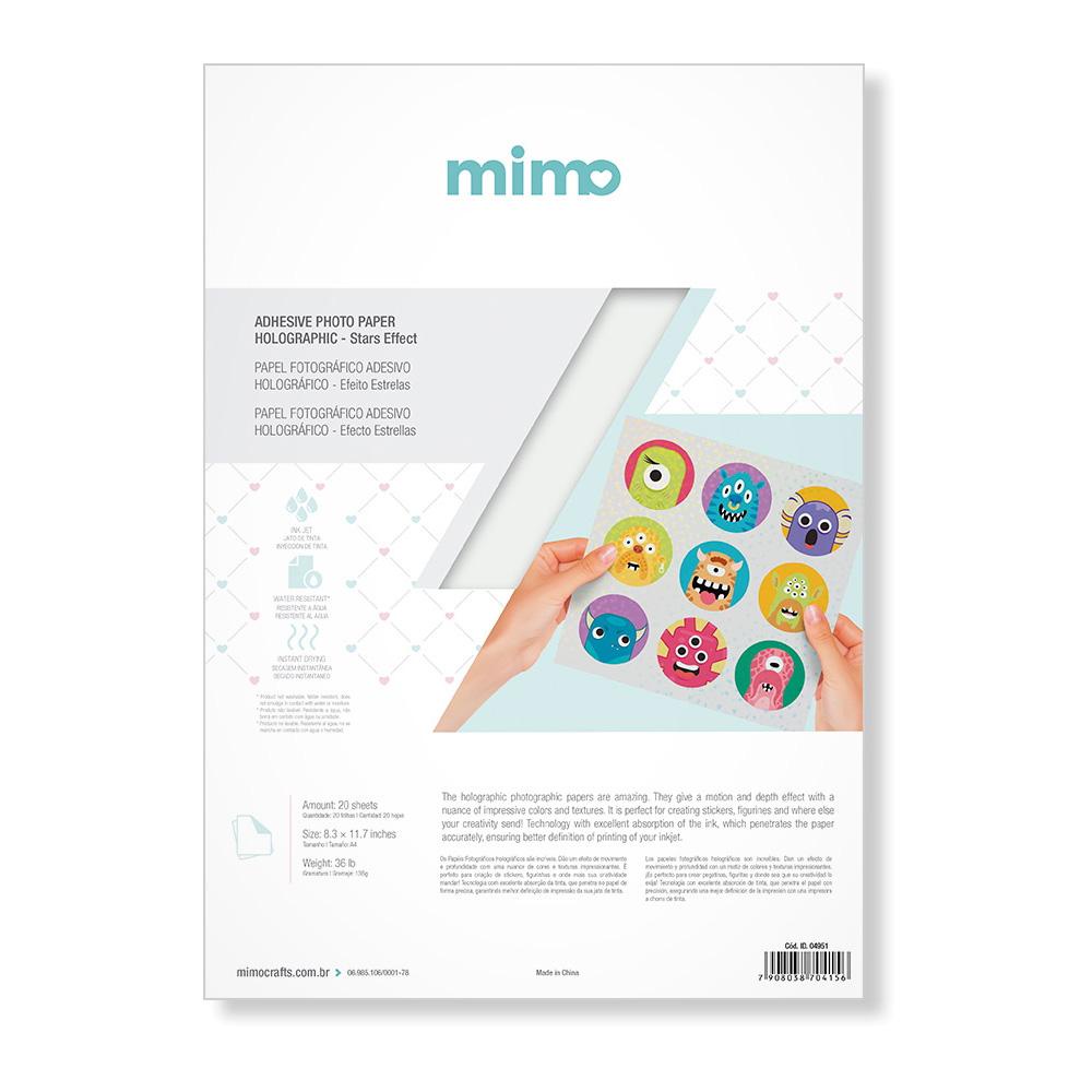 Papel Fotográfico Adesivo Holográfico - Estrelas - Mimo - 135 gr - A4 - 20 unds
