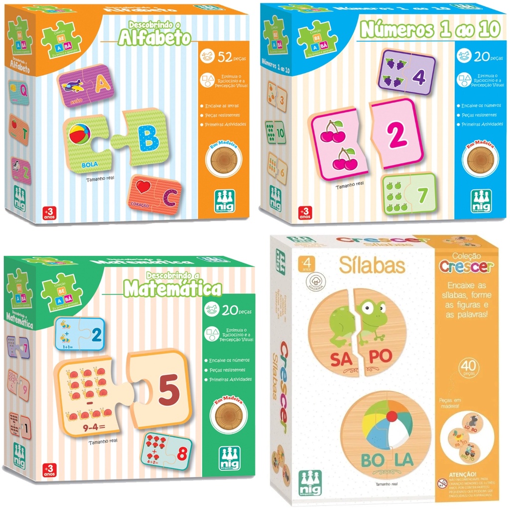 Kit 4 Jogos Educativos 4+ Anos Coleção Crescer: Sílabas + Alfabeto