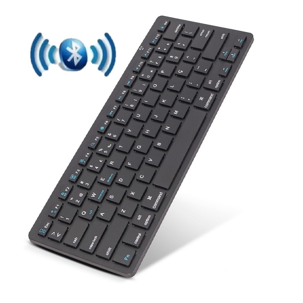 Teclado Bluetooth Sem Fio PC Tablet Notebook Celular ABNT2 Preto Android Windows Smart Phone