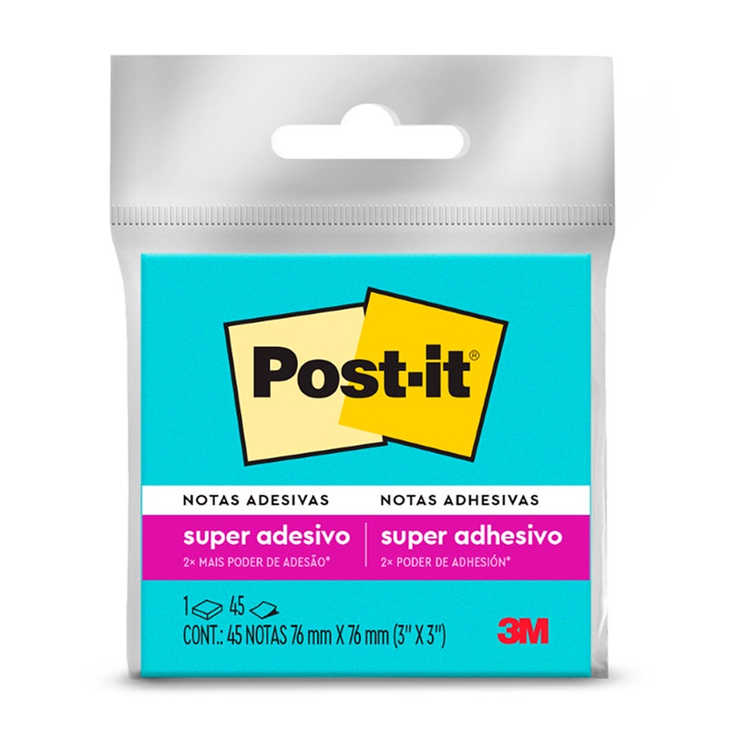 Bloco de notas super adesivas Post-it azul 76x76mm 45 folhas 3M ...