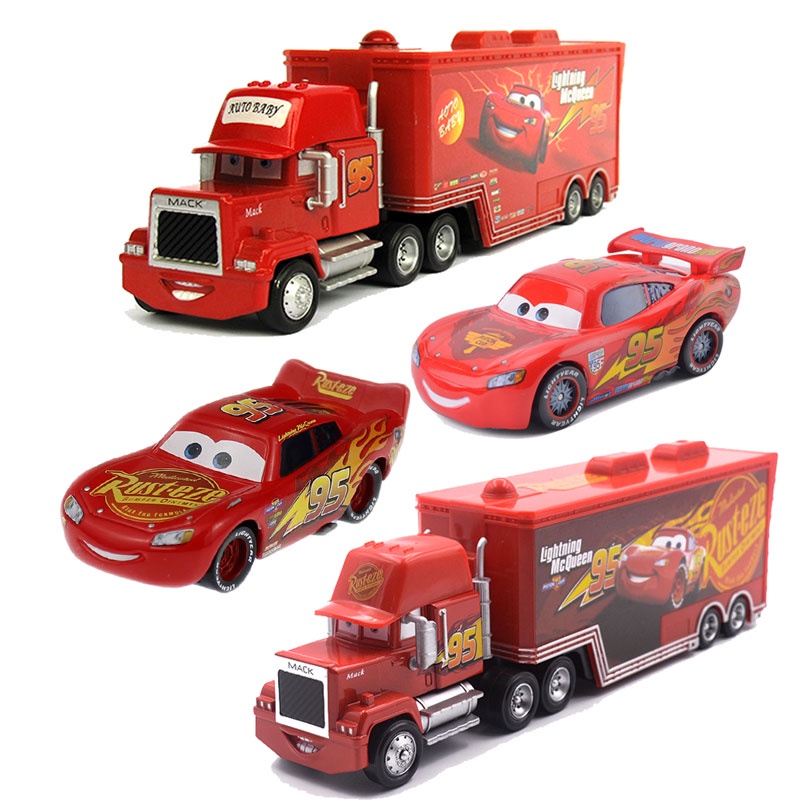 Disney Pixar Cars 2 3 Relâmpago McQueen No . 95 E Mack Tio Caminhão 1 : 55 Liga