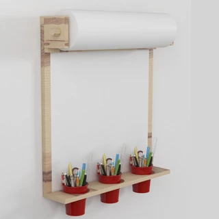 Painel Lousa Criativa Infantil de Madeira para Desenhar e Pintar + Bobina de Papel