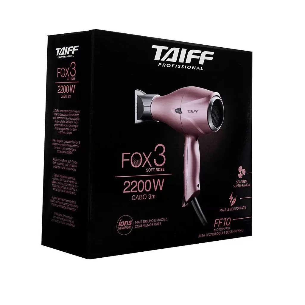 Imagem do produto Taiff Secador Fox Íon 3 Soft Rose 2200W - 220V