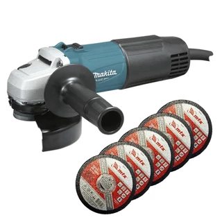 Kit Esmerilhadeira Angular 115mm 600W M0901B Makita e 5 Discos de Corte