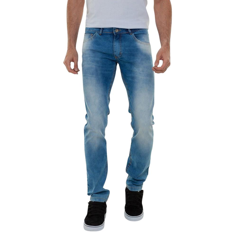 Calça Jeans Masculina Tradicional Slim Elastano Com Lycra lavagem escura