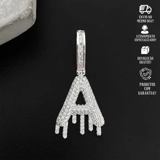 Pingente Letra Cravejada em Zirconia Banhado a Prata 925 em Oferta na Shopee