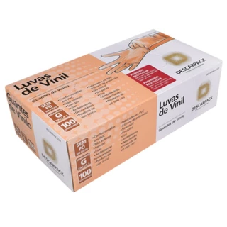 Luva de Vinil Sem Pó Descartável Descarpack com 100un em Oferta na Shopee