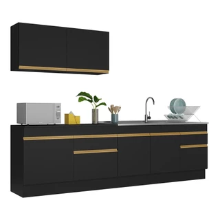 Armário de Cozinha Compacta 270cm com Rodapé Veneza Multimóveis V2111