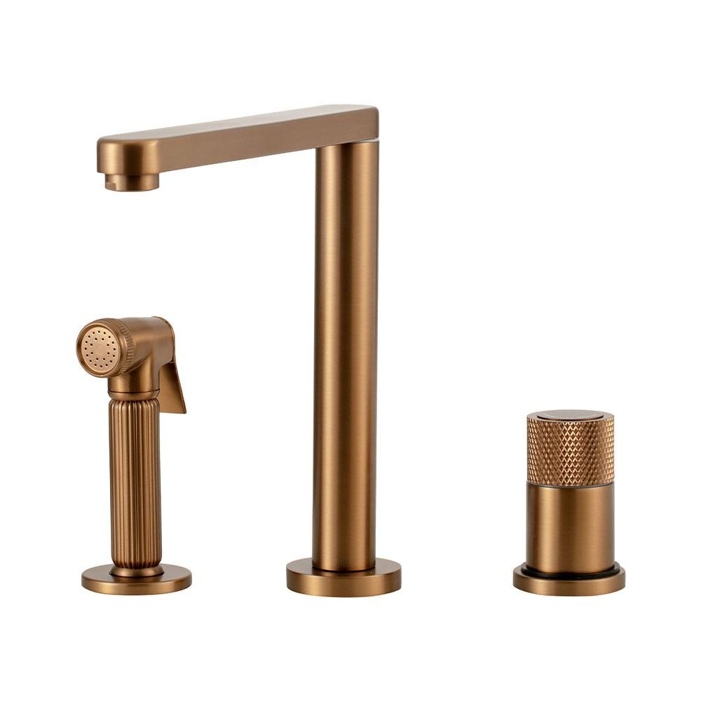 Torneira Para Cozinha Gourmet Misturador Monocomando Com Desviador Jucá Pingoo - Dourado Rose