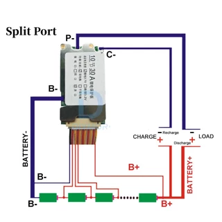 VOKTTA 10S 36V 30A Porta Dividida Placa De Proteção De Bateria De Íon-Lítio De 18650 BMS PCB Com Balanceador