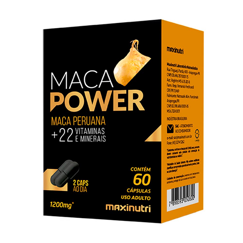 Maca Power 1200Mg Testo Natural 60 Capsulas Maxinutri