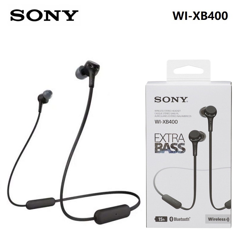 Original SONY WI-XB400 Fones De Ouvido Estéreo Sem Fio Bluetooth 5.0 Sport Earbuds HIFI Game Headset Mãos-Livres Com Microfone