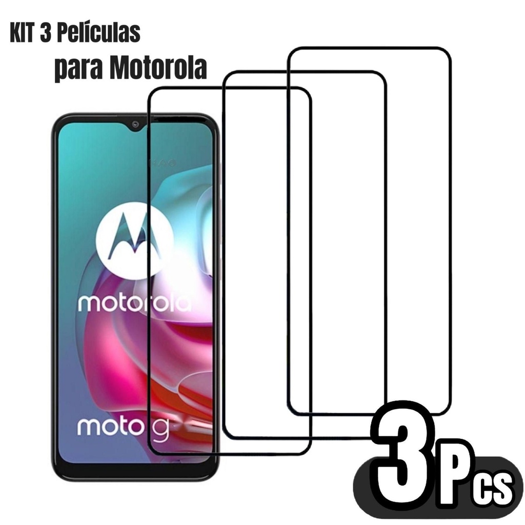 Kit 3 Película De Vidro Temperado 3D/9D Motorola Moto G10 G20 G30 G50 G60 G31 G41 G51 G71 G22 G32 G42 G52 G62 G72 G82 G100 G200 G5 G6 G7 G8 G9 G 5G E6 E7 Plus Play Power Lite Case E20 E30 E40 E32 E22 E13 G13 G23 G53 G73