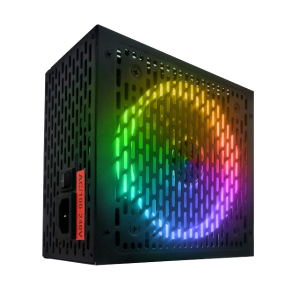 Fonte Atx 650w Rainbow Led Rgb Bivolt Automatica PFC Ativo 80 Plus Bronze BRX RB650W