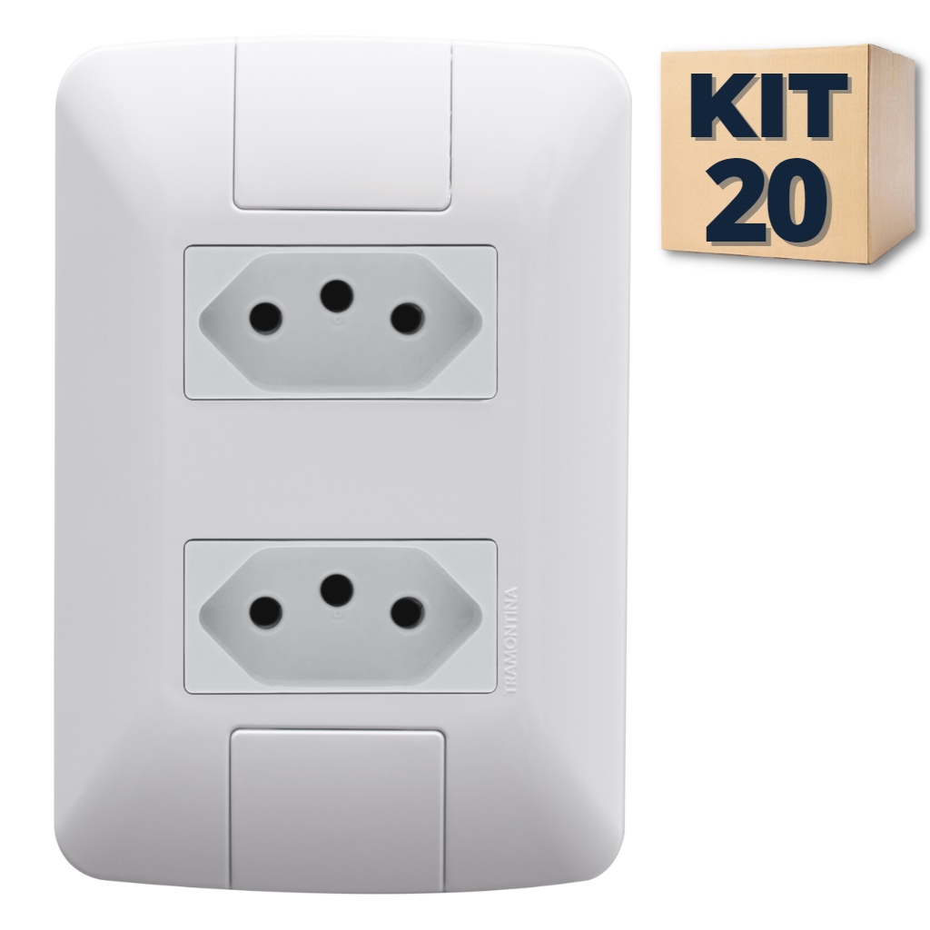 Kit 20 Conjunto Tomada Dupla 20a Tramontina Aria