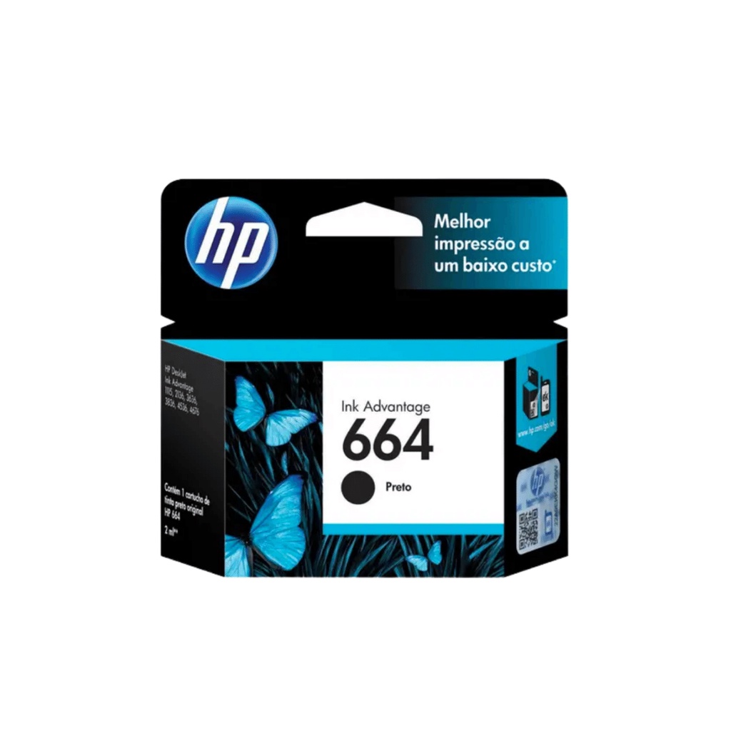 Cartucho HP 664 STD F6V29AB Preto