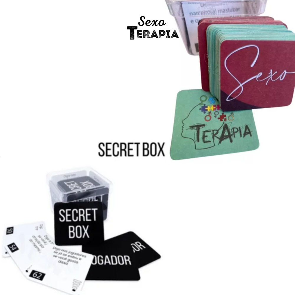 Kit Sexo Terapia + Secret Box Jogos De Cartas Para Casal