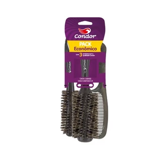 Kit 2 Escovas De Cabelo + 1 Pente Pack Eco - Condor