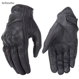 leiho Retro Luvas De Motocicleta De Couro Real Motocross À Prova D'água