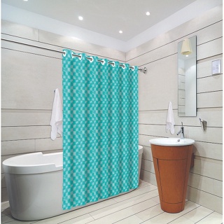 Cortina de Box Para Banheiro Anti Mofo Estampa Azul Tiffany Gancho Cortina de Chuveiro