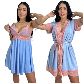 Kit Camisola De Amamentação Com Robe Hobby Roupão Lingerie Maternidade  Gestante Pós-Parto em Promoção na Americanas