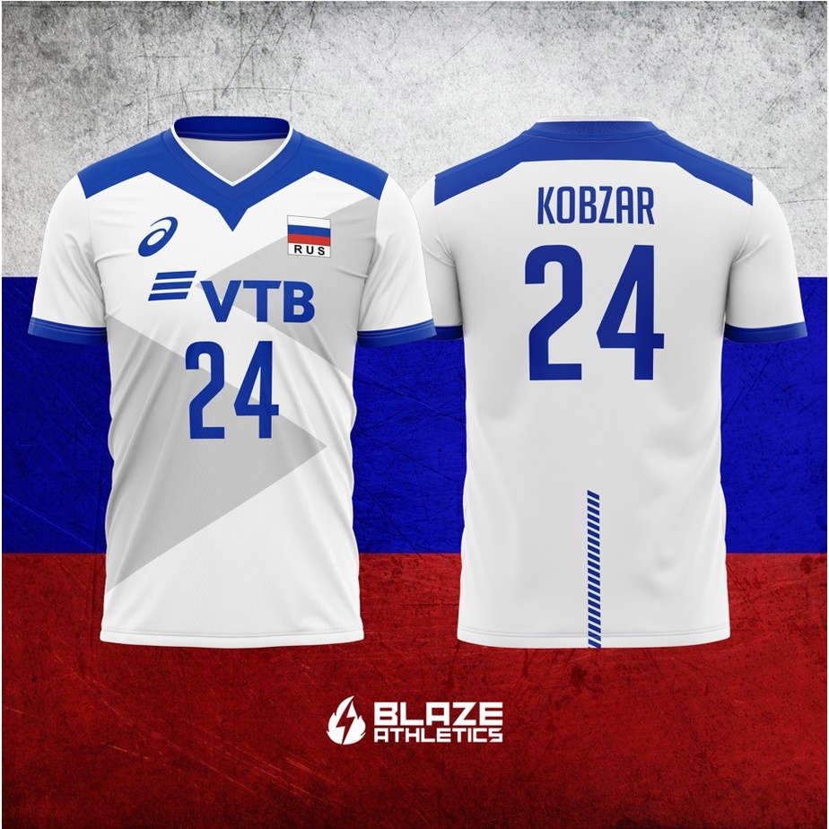 Novo Voleibol De Vôlei Da Rússia Branco Jersey Tamanho Total Sublimação:s-5XL