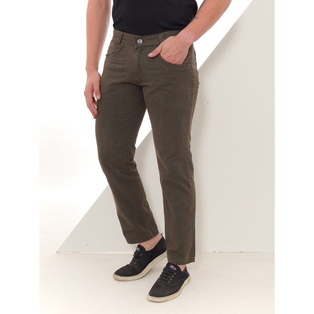 Calça sarja best sale masculina verde musgo